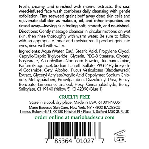Mario Badescu Seaweed Cleansing Soap for All Skin Types |Creamy Cleanser that Gently Exfoliates |Formulated with Seaweed Grains & Bladderwrack Extract