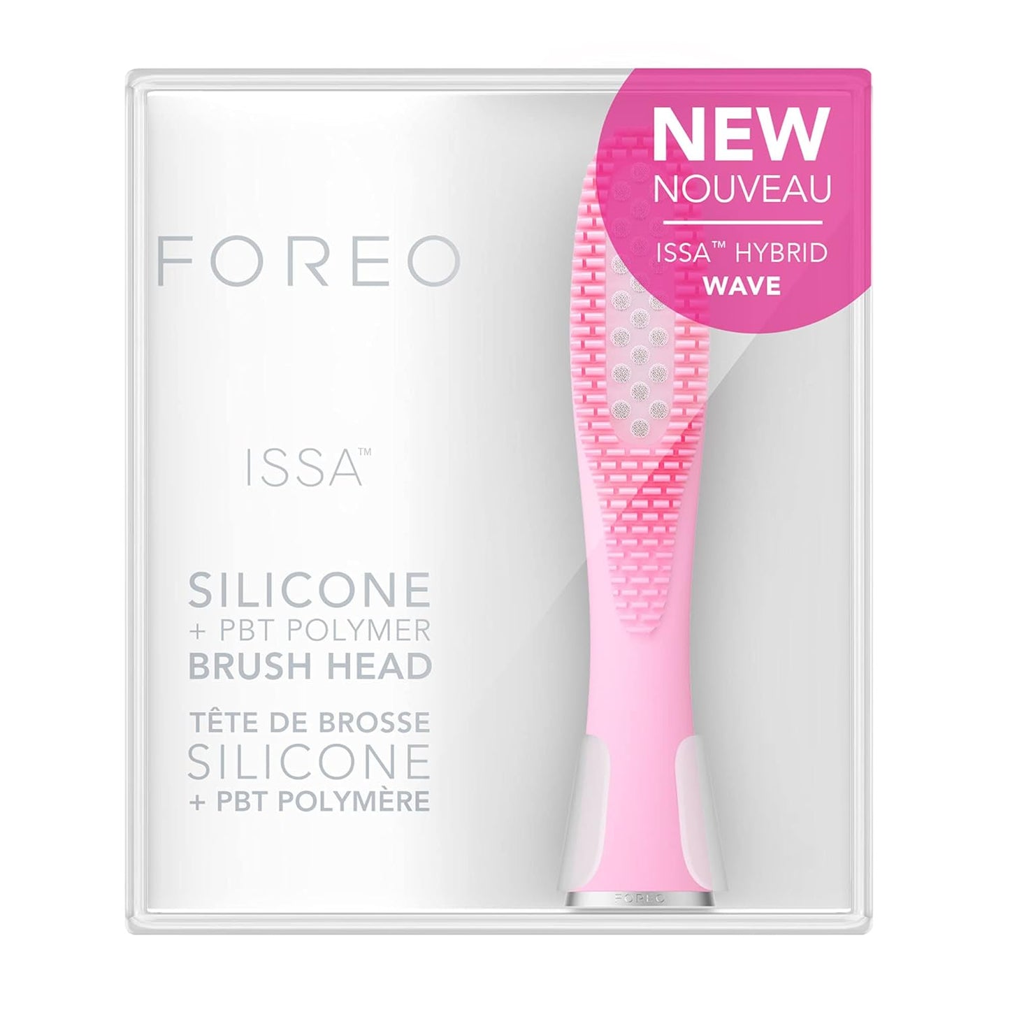 FOREO ISSA Hybrid Wave Brush Head Black, Medical-Grade Silicone & PBT Polymer Bristles, 6-Months Lasting