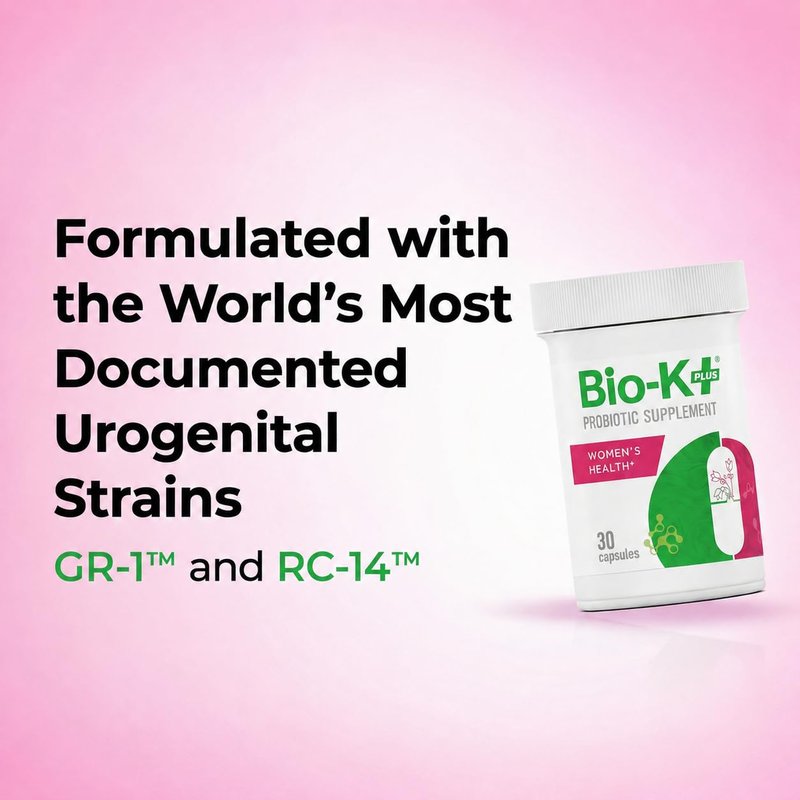Bio-K+ Probiotic for Women support for Vaginal & Urinary Tract Health, Probiotic Supplement with 2 Billion CFU 2 Strains, Vegan, Shelf-Stable – 30 Capsules