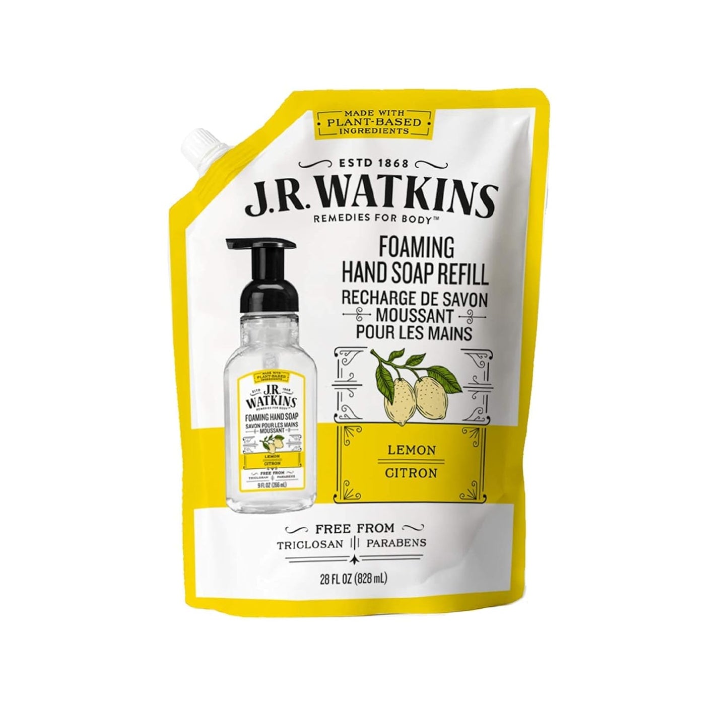 J.R. Watkins Liquid Foaming Hand Soap - Lemon Refill, Pack of 1 | Set of 3