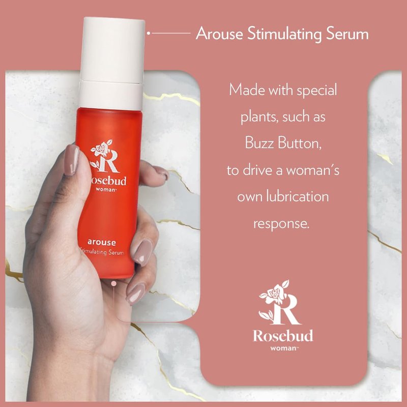 Rosebud Woman Arouse Stimulating Serum - 3-in-1 Promotes Natural Lubrication, Tingling & Plumping Sensation - Plant-Based, Vegan & OBGYN Approved (1 oz)