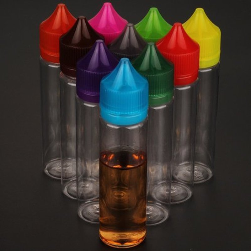 HUIZHU 10pcs empty 60ml PET liquid bottle Unicorn dropper bottle DIY liquid bottle (All Black transparent, 60ML X 10PCS)