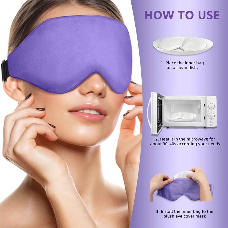 Cavoilu Sleep Mask, Weighted Eye Mask for Sleeping, Microwave Lavender Moist Heat Warm Eye Mask for Home Office, Sleep Eye Masks for Women