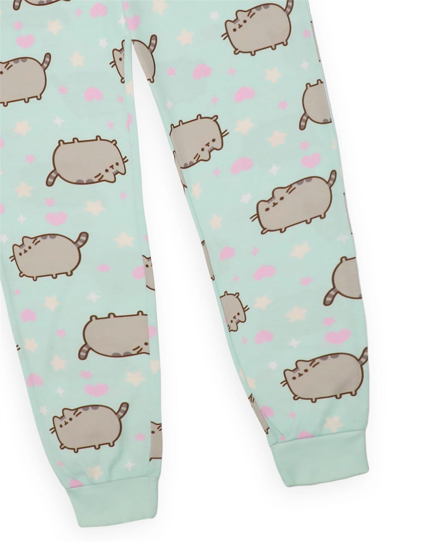 Pusheen Girls Pajama Set | Short Sleeve T-Shirt & All-Over Print Long Pants PJs for Kids