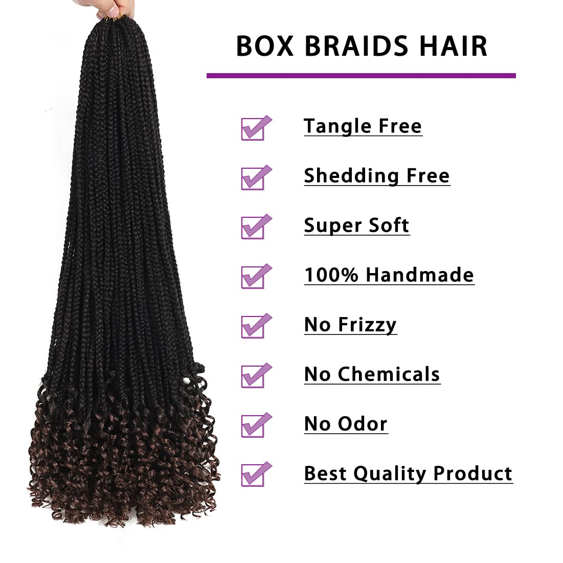 Crochet Box Braids Hair with Curly Ends 7 Packs Pre Looped Crochet Braids Goddess Box Braids Crochet Box Braid Hair(14 inch,T30)