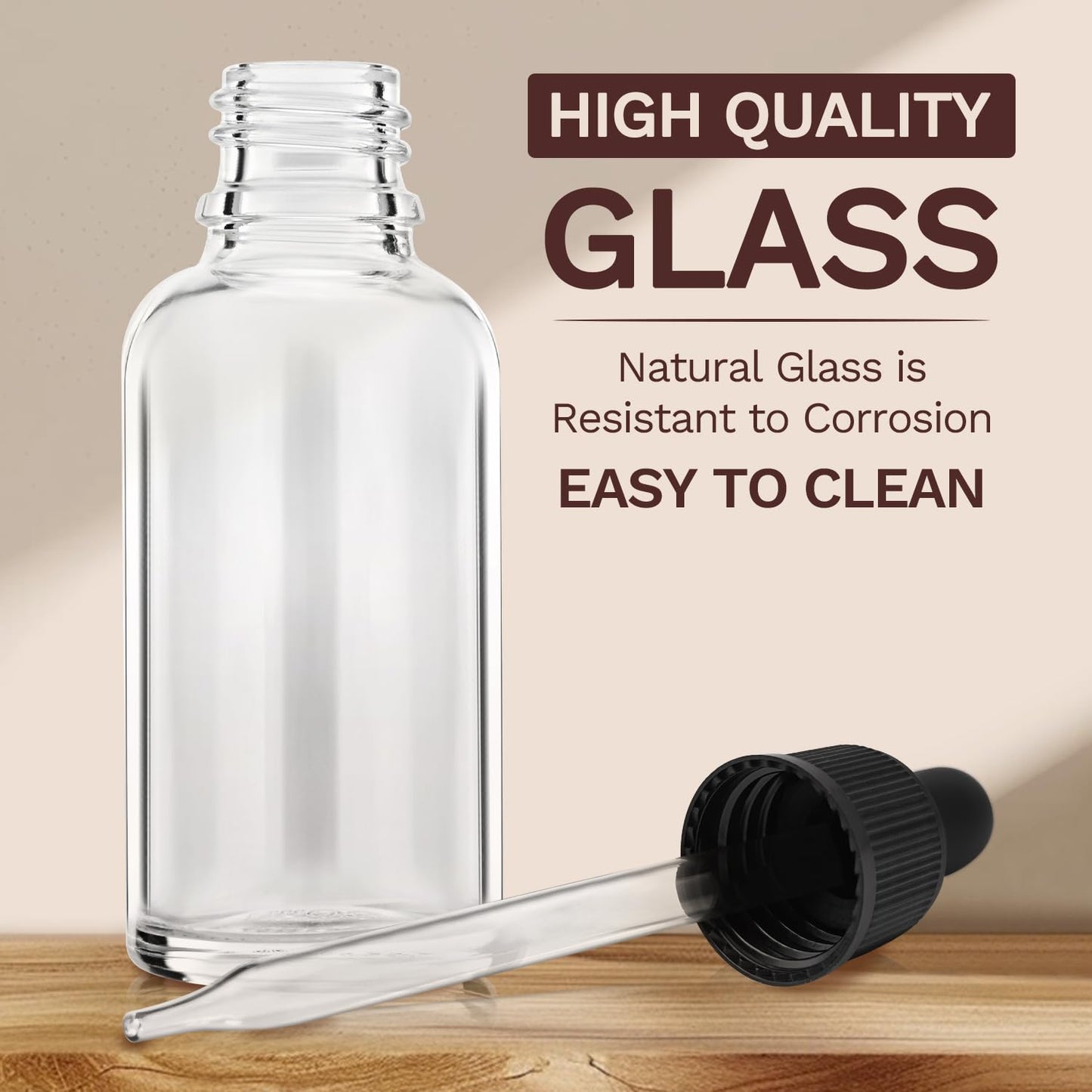 Bumobum 5 Pcs, 1 oz Clear Dropper Bottle with 2 Extra Glass Dropper, 1 Funnel, 1 Pipette, 8 Labels 30 ml Eye Dropper Bottle for Essential Oils Serums Hair Oils Body Cuticle Oils