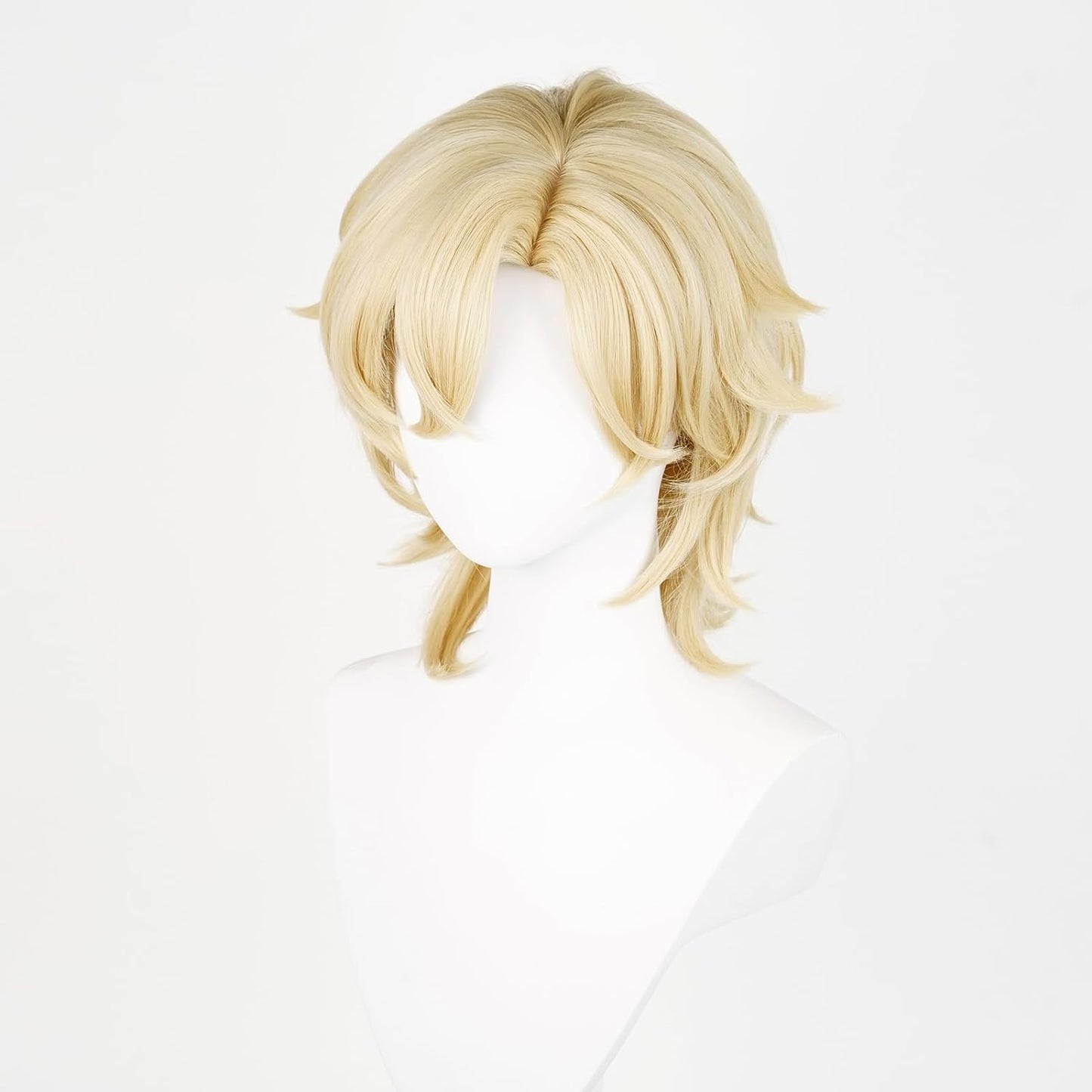Gorgewg for Aventurine Cosplay Wig Star Rail HSR 40cm Short Blonde Side Part Layered Roleplay Costume Wigs Synthetic Hair