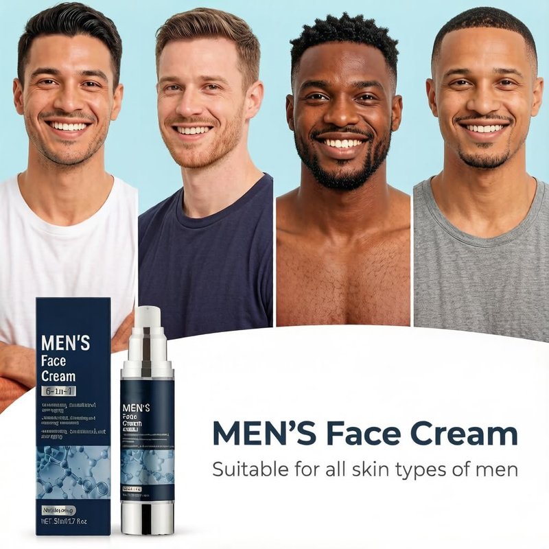 6-in-1 Daily Face Cream for Men | Anti-Aging Moisturizer with Hyaluronic Acid, Collagen & Shea Butter | Helps Reduce Look of Wrinkles, Puffiness & Dark Circles | Non-Greasy, Fast-Absorbing, 1.7 fl oz