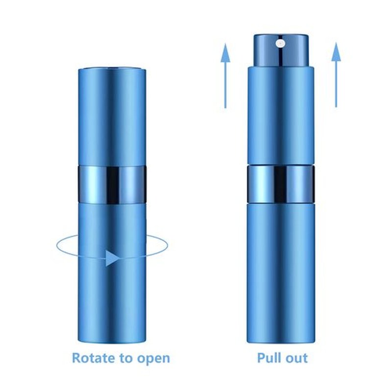 Lil Ray 8ml Portable Mini Perfume Atomizer(4 PCS),Refillable Empty Small Spray Bottle for Travel, Twist Tpye Pocket Cologne Sprayer (Blue)