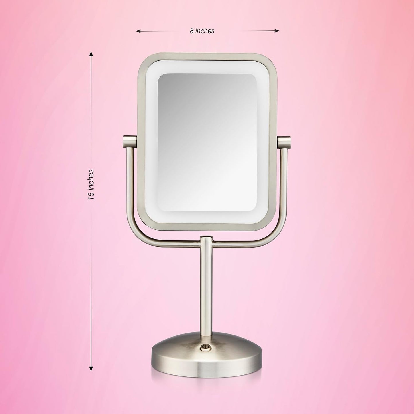 Conair Lighted Makeup Mirror, LED Vanity Mirror, 1X/10X Magnifying Mirror, Double Sided, Battery Operated in Rose Gold