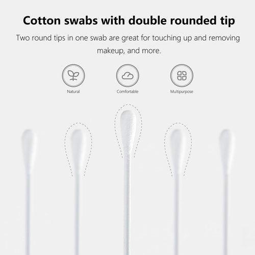 Natural Paper Cotton Swabs 500ct, Double Tips Cotton Buds for Personal Care