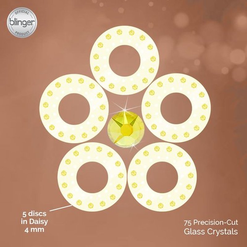 blinger Crystal Refill Pack | 5 Discs - 75 Precision-Cut Glass Crystals | Styling Tool not included | Daisy 4 mm