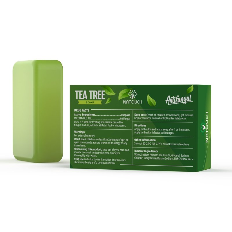 Natouch Medicated Soap Bar, Tea Tree Bar Soap for Face & Body Acne, Athlete’s Foot, Jock Itch, Ringworm, Foot Soap for Men & Women, 4 oz(Pack of 1)