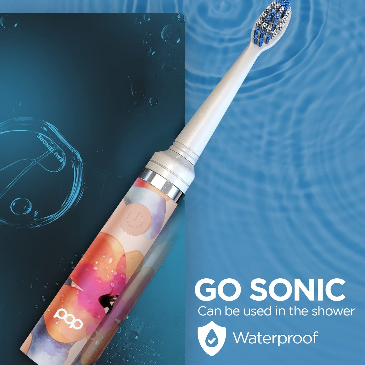 Pop Sonic Electric Toothbrush (Pink Watercolor) - Travel Toothbrushes w/AAA Battery | Kids Electric Toothbrushes with 2 Speed & 15,000-30,000 Strokes/Minute, Dupont Nylon Bristles
