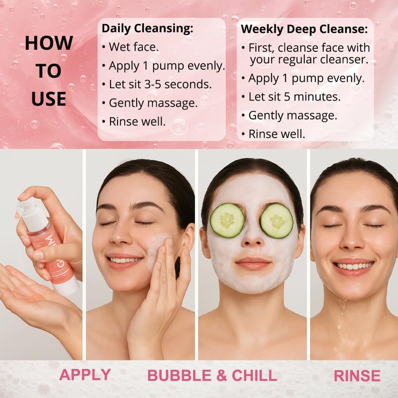 GONIM Face Wash Bubble Facial Cleanser with 3s Self-Foaming, Daily Face Wash for Makeup Remover, Collagen + Ceramides + Niacinamide, Weekly Face Mask for Oily Skin Deep Cleansing Skin Care 50g/1.76oz
