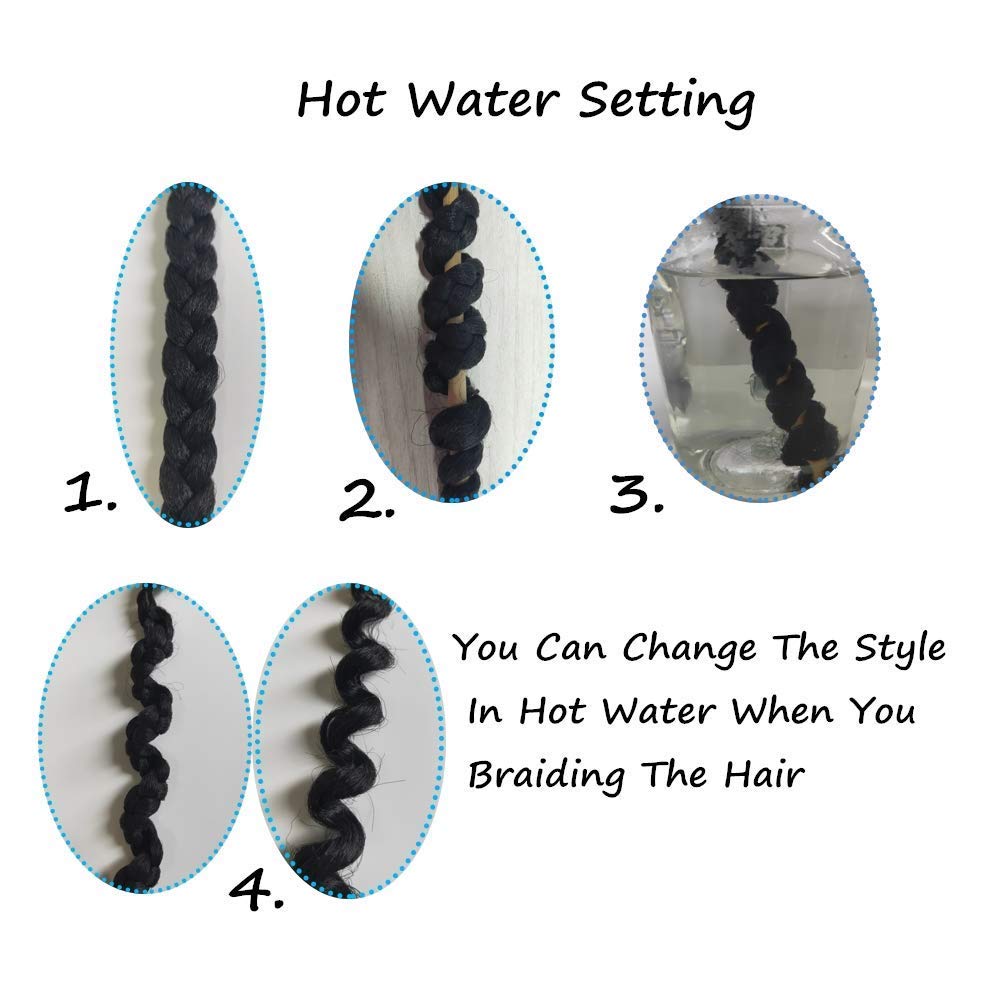 Pre-Stretched Braiding Hair Extensions Black - 18''-8 Packs Synthetic Crochet Braids, Natural Braid Crochet Hair, Hot Water Setting Professional Soft Yaki Texture (18inch,1B)