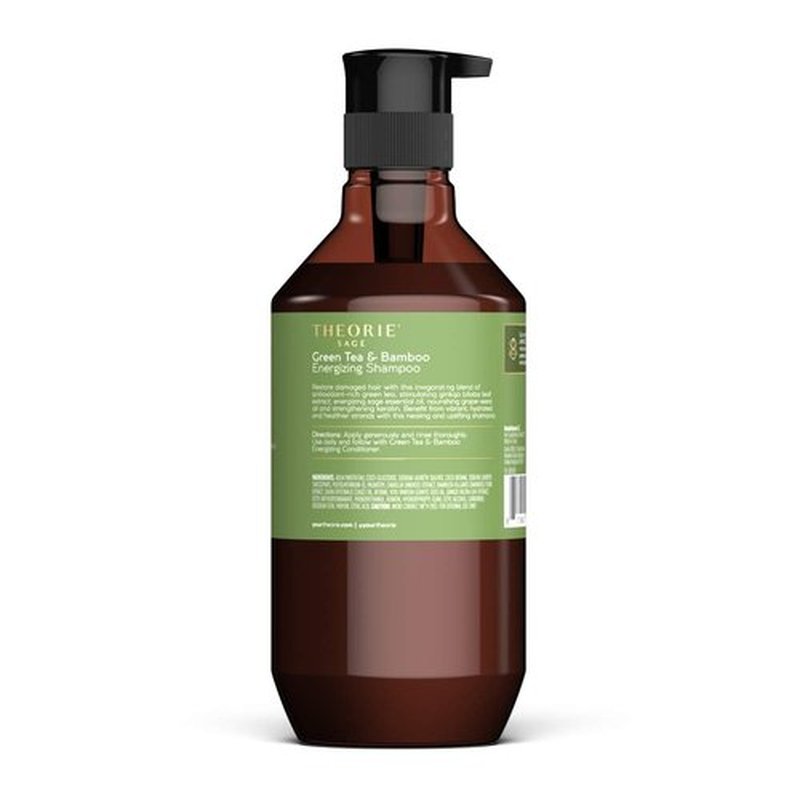 Theorie Green Tea and Bamboo - Invigorate & Strengthen, Irresistible Scent of Green Tea, Jasmine, Amber & Cypress - For Damaged & Dull Hair - Color & Keratin Safe - 400mL