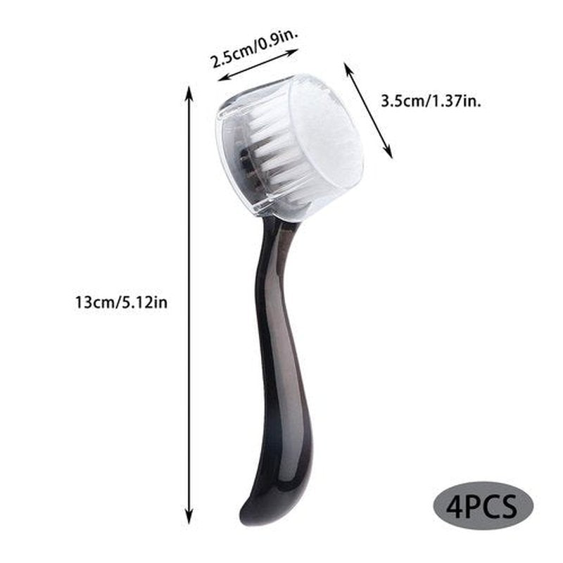 Beomeen Facial Cleansing Brush 4 PCS, Facial Exfoliating Brush Face Wash Scrub Exfoliator Brush for Makeup Skincare Removal (Transparent Black)