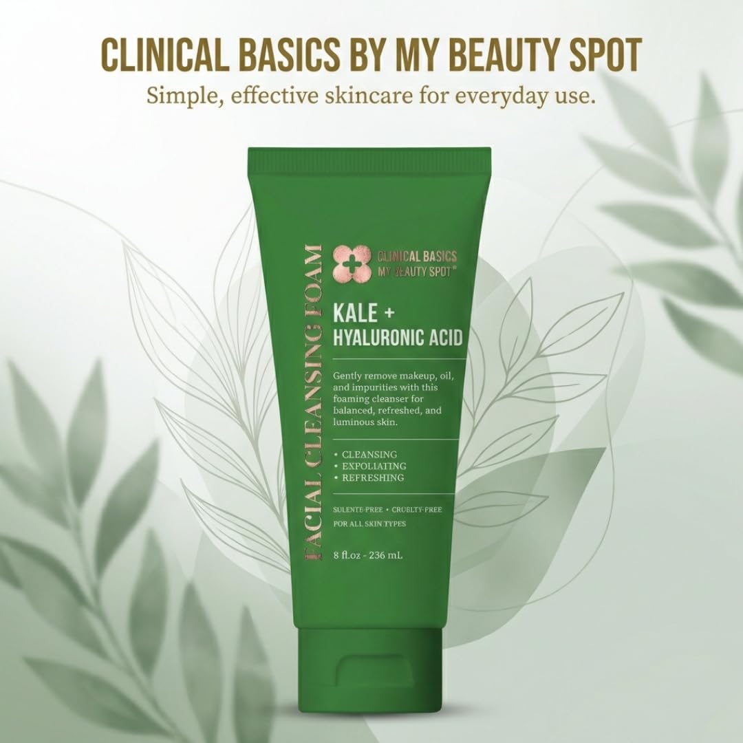 My Beauty Spot Kale + Hyaluronic Acid Facial Cleansing Foam, Gentle Face Wash for Hydrating & Refreshing Skin, 8 oz