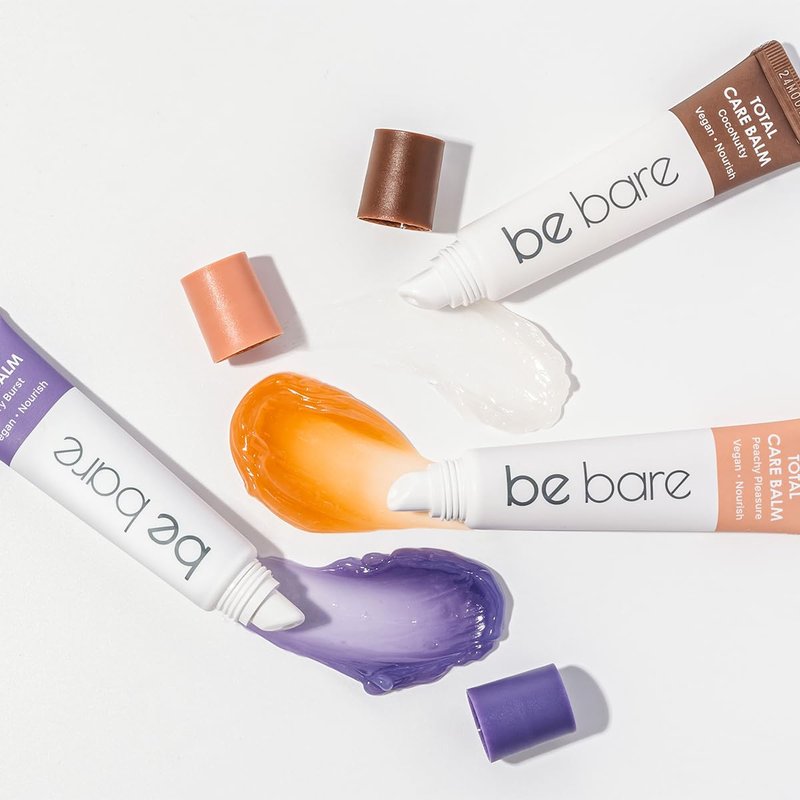 Naisture Be Bare Total Care Balm Variety Pack - Berry Burst, Peachy Pleasure, CocoNutty Nourishing Multi-Balm with Vitamin E for Moisturizing Lips, Nails, Elbows and Dry Skin (3 pc)