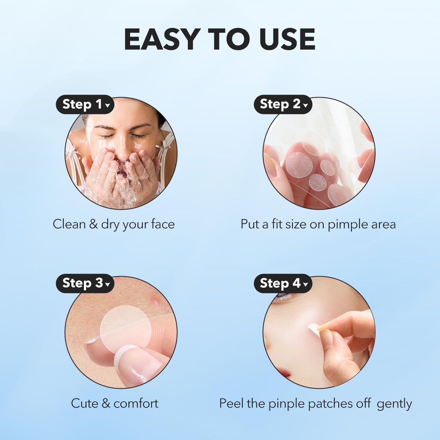 QUSTERE Pimple Patches for Face, Hydrocolloid Acne Patches, Cute Round Shape Zit Covers, Spot Stickers with Tea Tree, Salicylic Acid & Cica Oil| 2 Sizes (9mm, 12mm) |288 Count