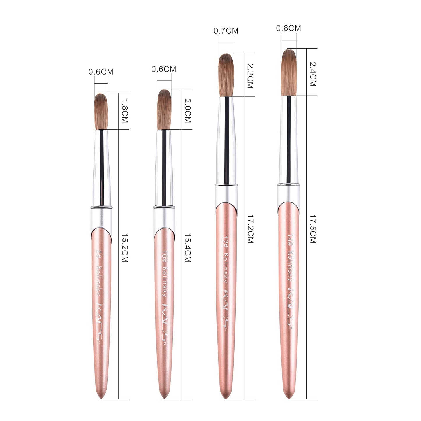 KADS 100% Kolinsky Sable Acrylic Brush Nail Brush for Acrylic Application Round Head Crimped Nail Art Brush Manicure Tool (SET)