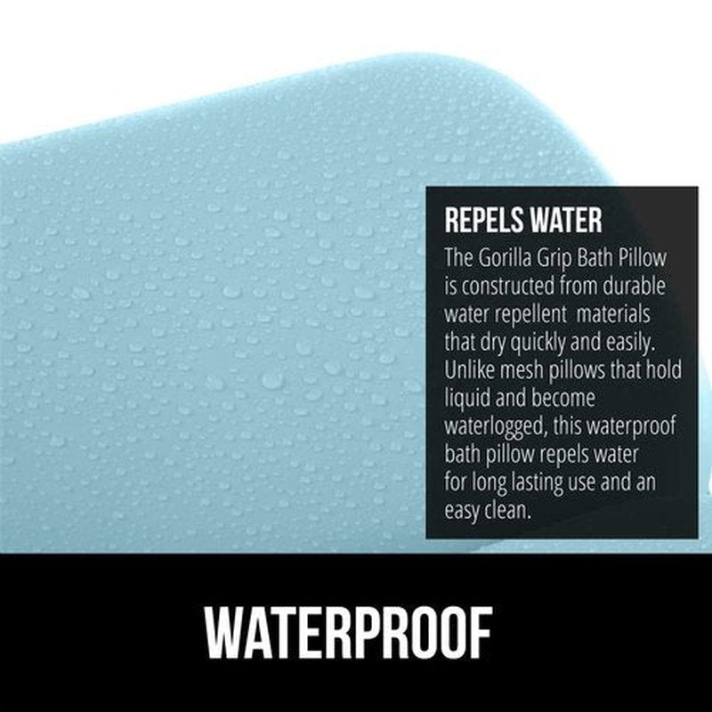 Gorilla Grip Bath Pillow for Tub, Improved Suction Cups, Luxury Bathtub Pillows, Headrest for Neck and Back Support, Relaxing Home Spa, Hot Tub and Bathroom Essentials, Gifts for Women, 2 Panel Blue