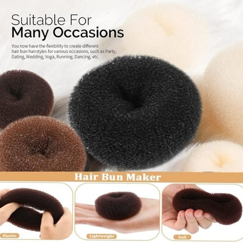 Hair Bun Maker for Kids,4pcs,Hair Bun Accessories for Women - Sock Bun, Ballet Bun with Enhanced Bun Holder, 20pcs Bobby Pins Light Brown