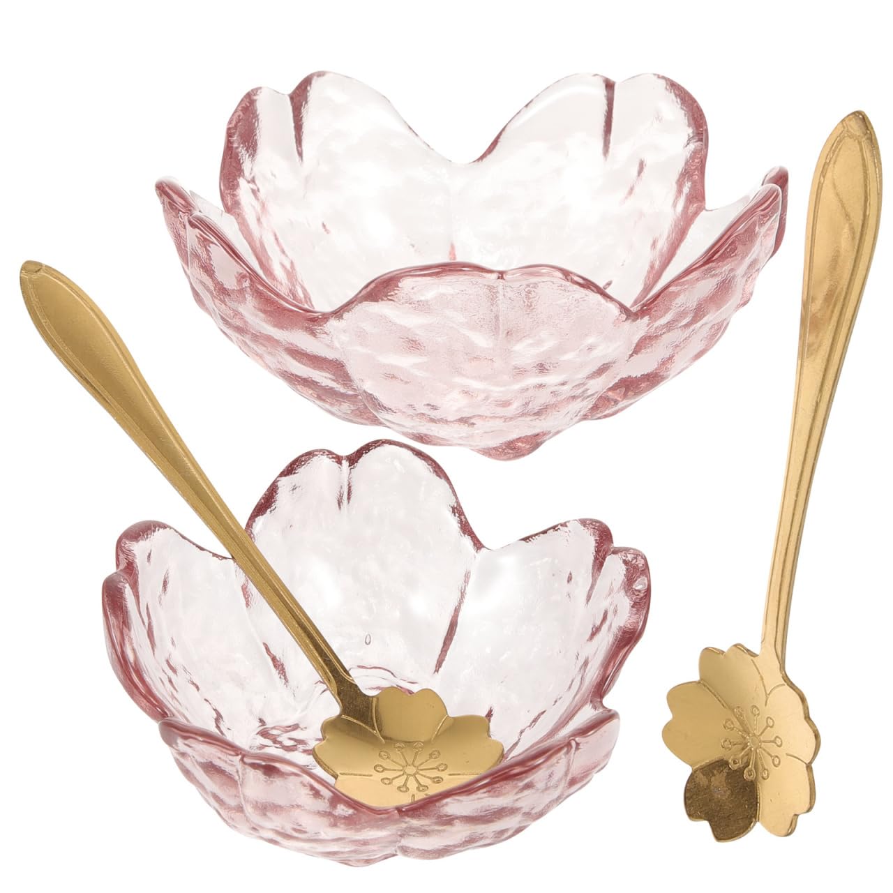 Gatuida 2 Sets Pink Glass Facial Mask Bowls with Metal Spoons Small Mixing Bowls for Face Mask Spa Essential Oil Salon Use