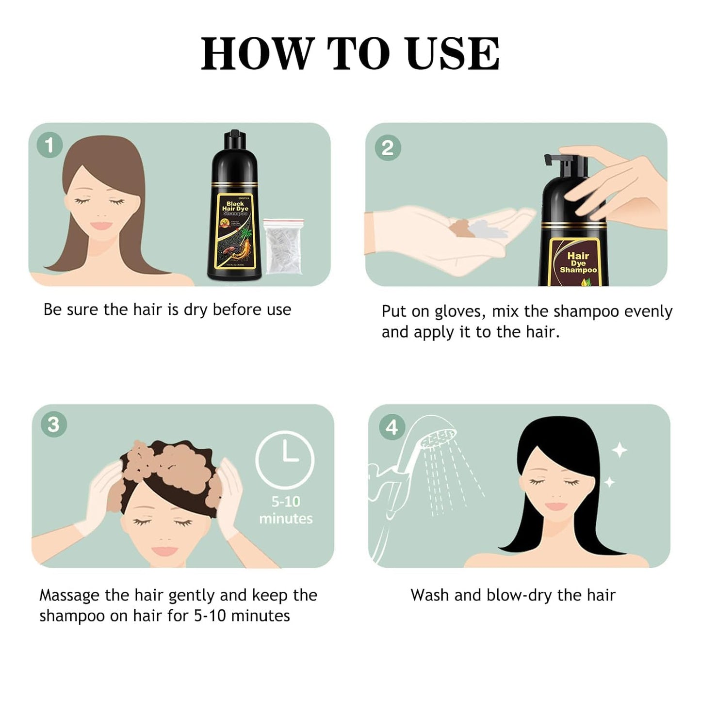 Instant Hair Color Shampoo, Natural Brown Hair Dye Shampoo 3 in 1 for Men & Women, Long Lasting Para Canas, Easy to Use Brown Hair Shampoo (cherry brown)