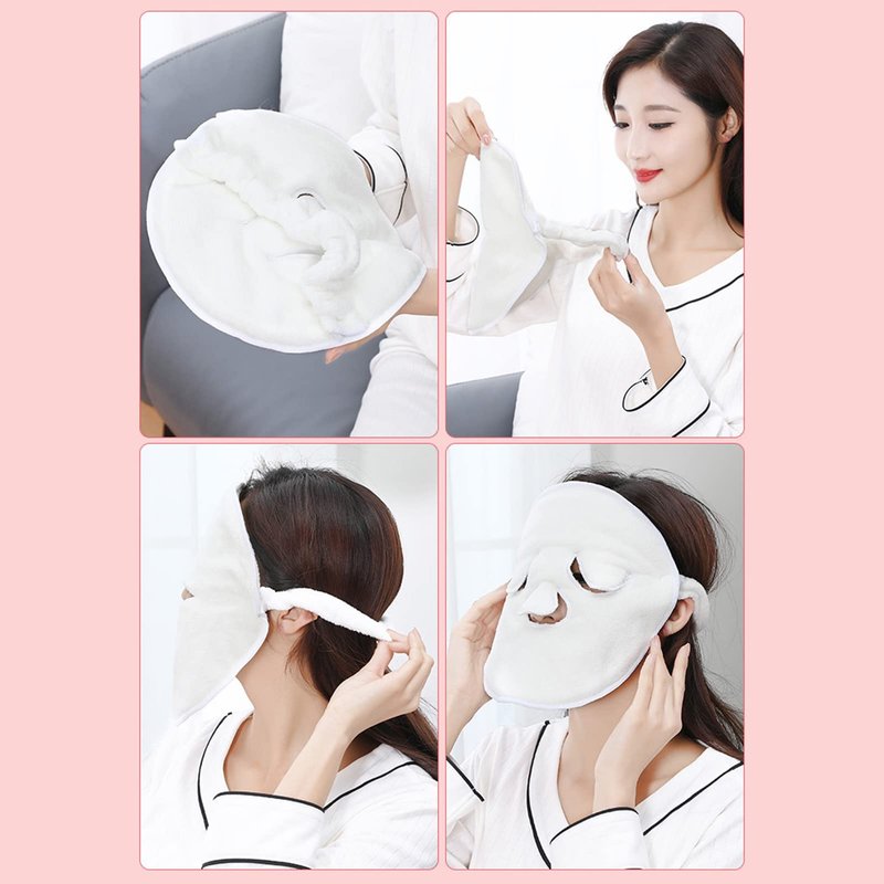 Hot Compress Reusable Face Towel cover , Hot Compress For Face , Reusable Steam cover For Face , avoid Aging Facial Steamer Towel Moisturizing Rejuvenation Beauty Skin Care Mask(Three holes + straps)