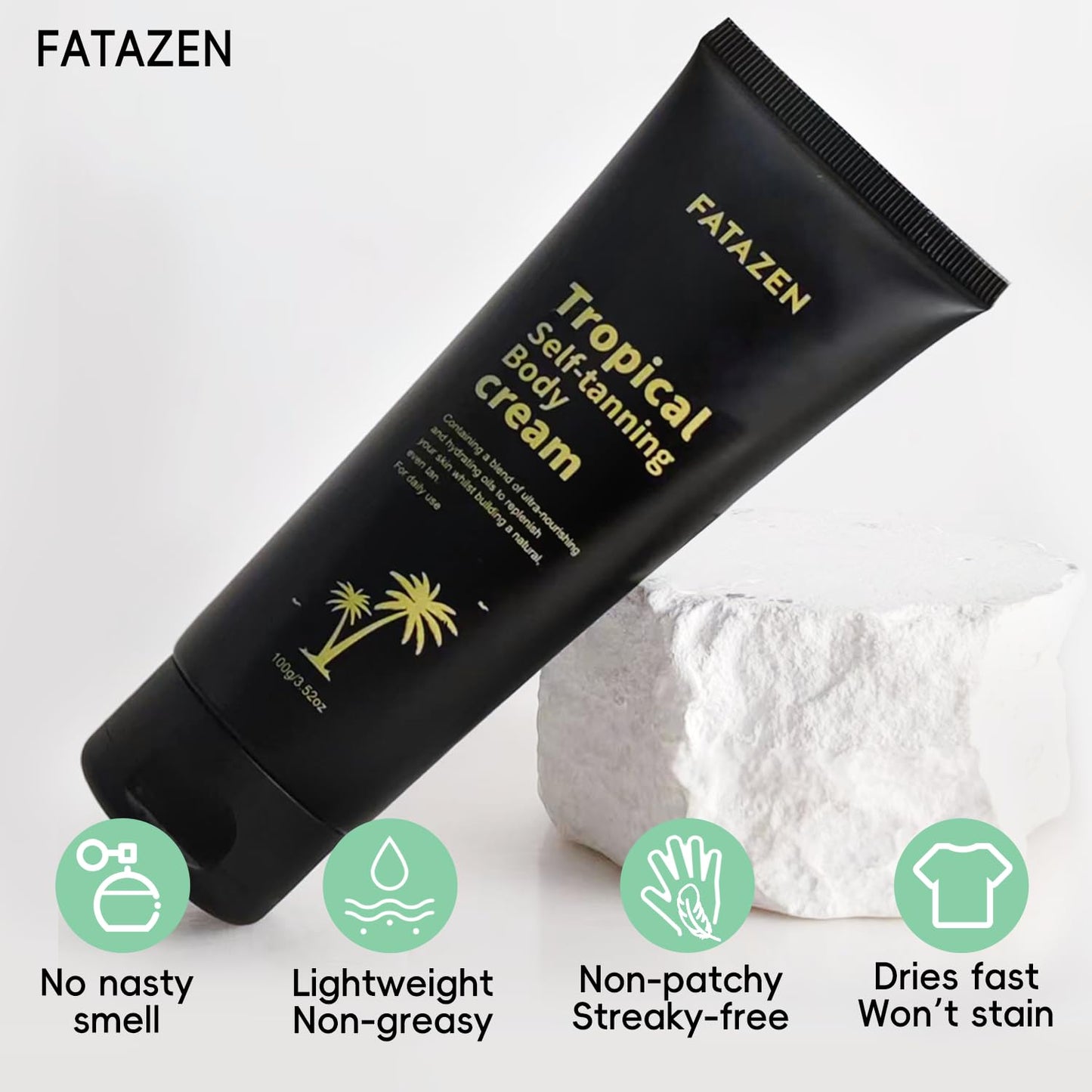 FATAZEN Natural-Looking Self Tanner Lotion, Long Lasting Streak-Free Sunless Tanning Cream for Face & Body, Organic Moisturizing Bronzed Glow Overnight Tan, No Fake Tan Smell, Vegan & Cruelty Free