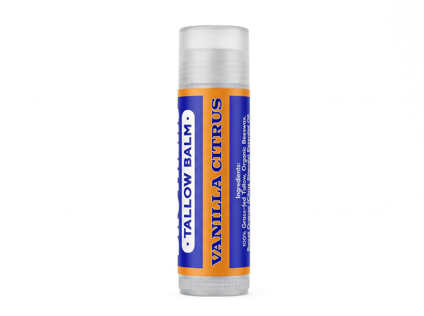 Natural Tallow Lip Balm – Grass Fed Beef Tallow + Organic Beeswax - Pure, Ultra-Moisturizing & Non-Greasy - for Dry Lips or Everyday Use - 4 Pack (Vanilla Citrus)