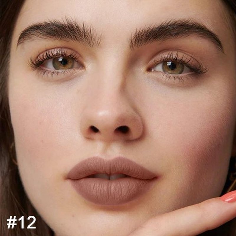 2 in 1 Nude Brown Matte Lip Liner & Lipstick Combination, DNM Metallic Dual Ended Lipstick, Lip Liner, Lip Gloss, 24 Hour all Day Long-Lasting Waterproof Lipliners Pen for Women Lip Makeup Gift Set12#