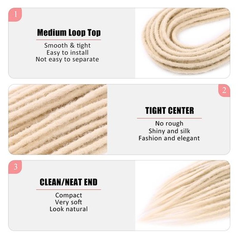 DAIRESS 24 Inch Straight Double Ended Dreadlock Extensions Synthetic Dreads10strands/pack Synthetic Braids Thin 0.6cm Soft Handmade Reggae Hair Hip-Hop Style Dread Extensions Locks Hair(613)