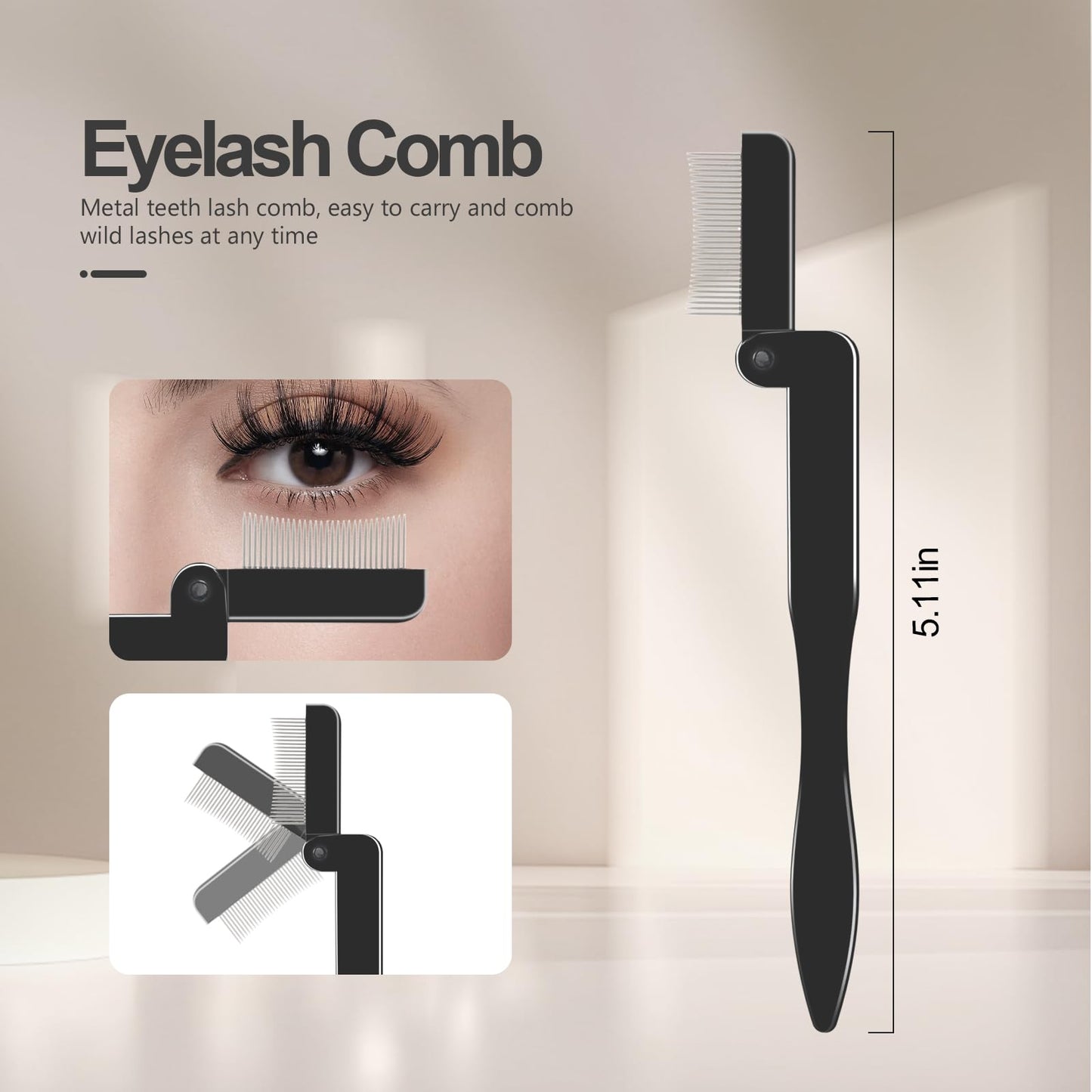SWEET VIEW Eyelash Comb Lash Separator Tool Brow Brush & Lash Spoolie Professional Eye Makeup Tools (4 Pieces Set)