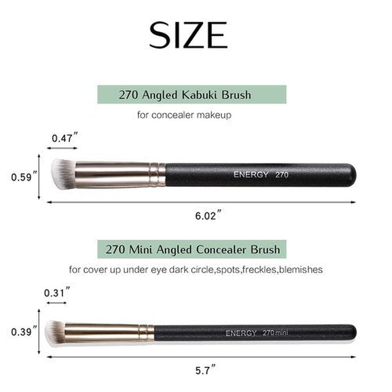 ENERGY Foundation Brushes Set Professional Under Eye Concealer Brushes Perfect For Blending Liquid Cream or Flawless Powder Cosmetics Buffing Stippling Concealer Premium Synthetic Bristles