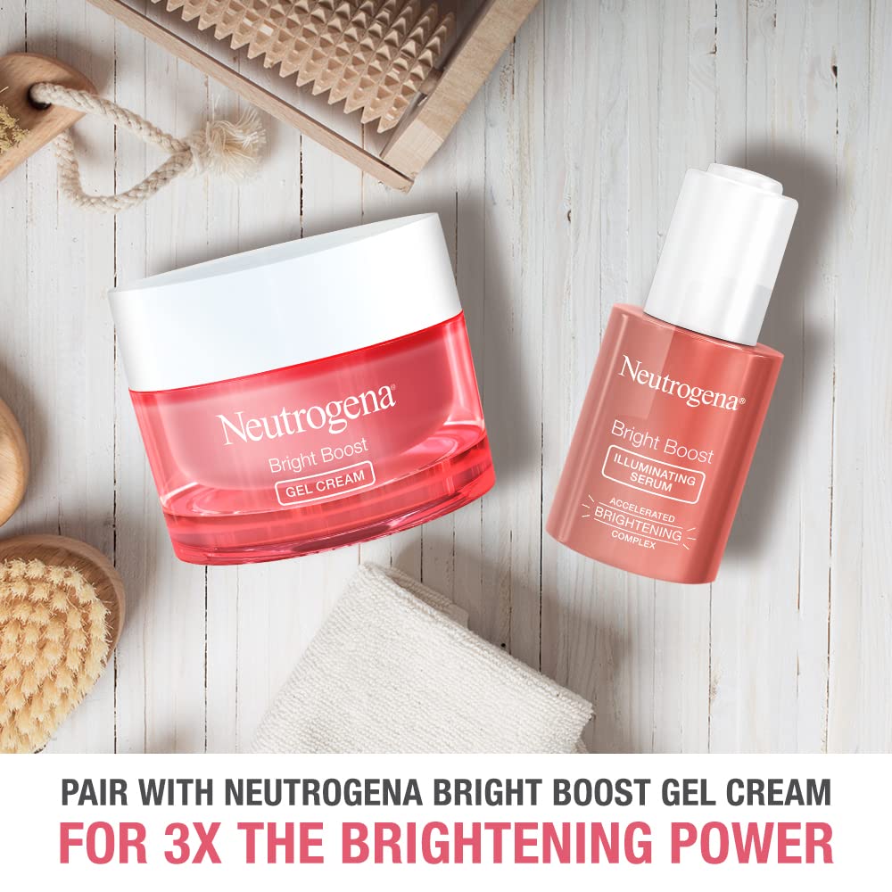 Neutrogena Bright Boost Illuminating Face Serum with Neoglucosamine & Turmeric Extract for Even Skin Tone, Resurfacing Serum for Face to Reduce Dark Spots & Hyperpigmentation, 0.3 fl. oz