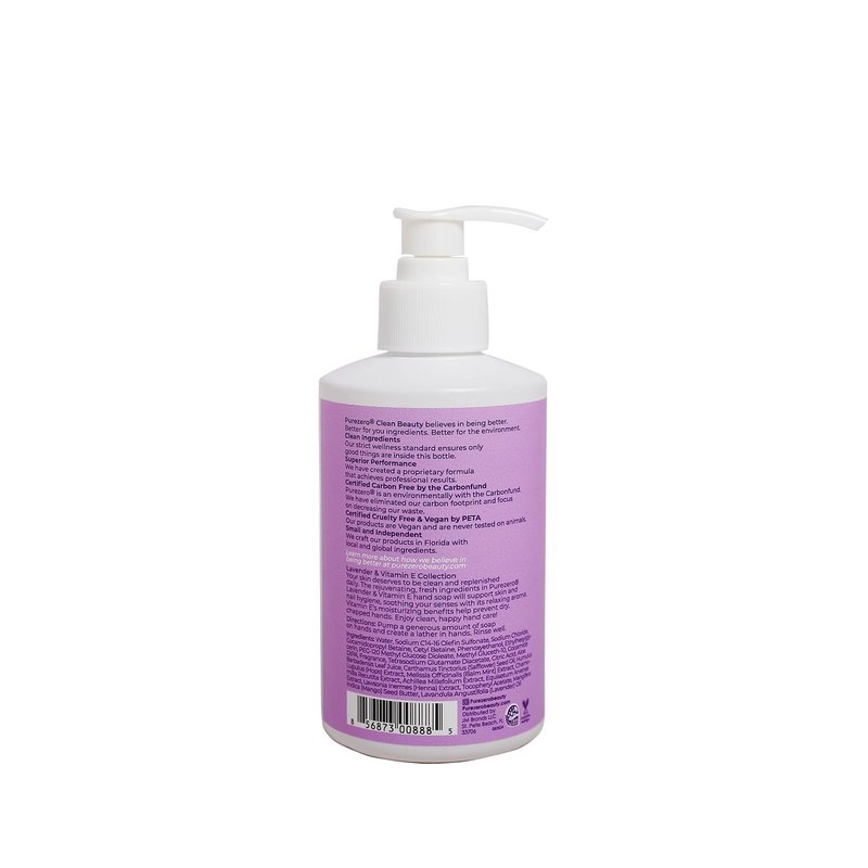 Purezero Lavender & Vitamin E Hand Soap Soothing & Hydrating, Paraben-Free & Vegan Liquid Hand Wash for Bathroom or Kitchen, USA-Made, Cruelty-Free, 10 ounces (1 Pack)