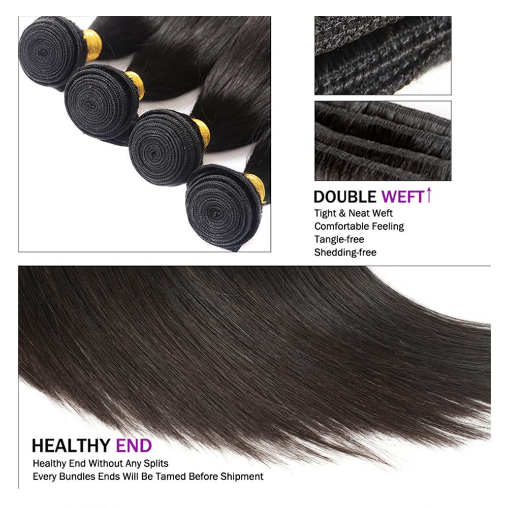 Straight Bundles Human Hair 8A Grade Unprocessed Brazilian Virgin Remy Hair 1 Bundle 8 Inch Straight Human Hair Bundles for Black Women Nature Black Color