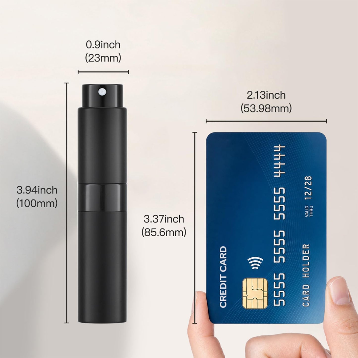 LISAPACK 8ML Atomizer Perfume Spray Bottle for Travel, Empty Refillable Cologne Dispenser, Portable Sprayer (Matte Black)