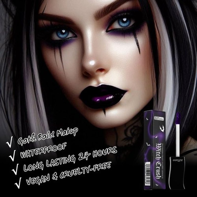 oygcee Purple Gothic Lip Gloss - Long-Lasting, Waterproof & Non-Sticky | Moisturizing, High Pigmented Vegan Lip Gloss for Bold Cosplay, Vampire & Halloween Makeup