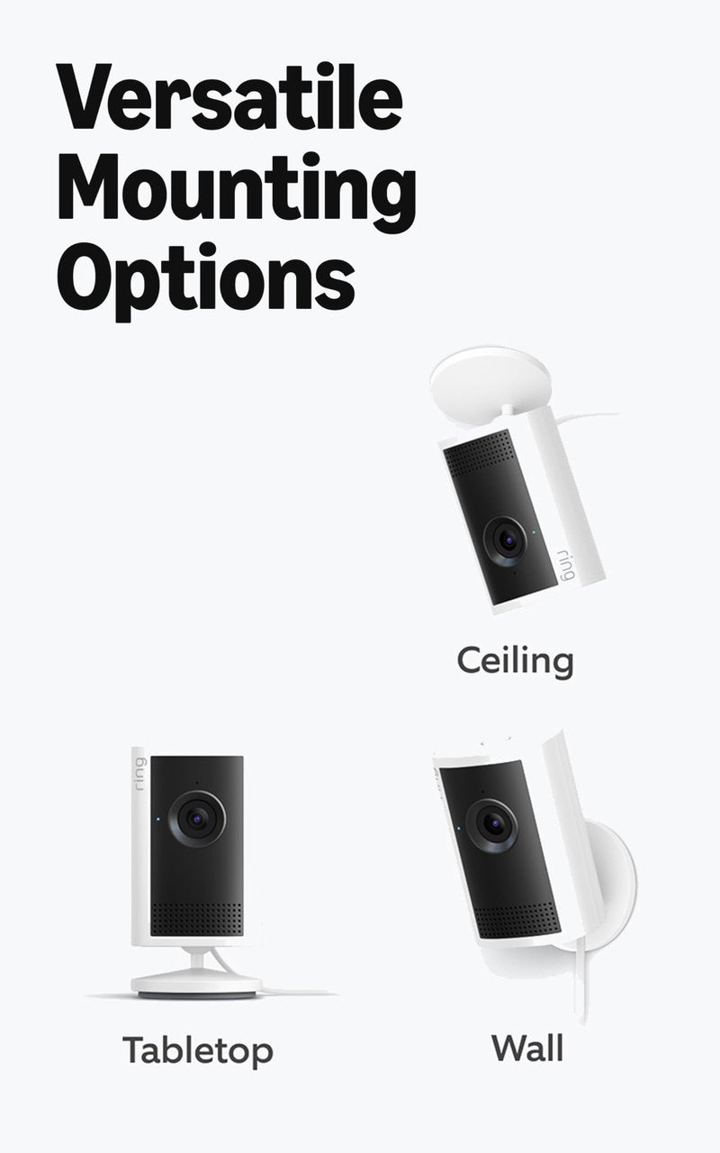 Ring Indoor Cam Plus (newest model), Home or business security, Retinal 2K for crisp, true-to-life video quality, 4x Enhanced Zoom, Low-Light Sight, White