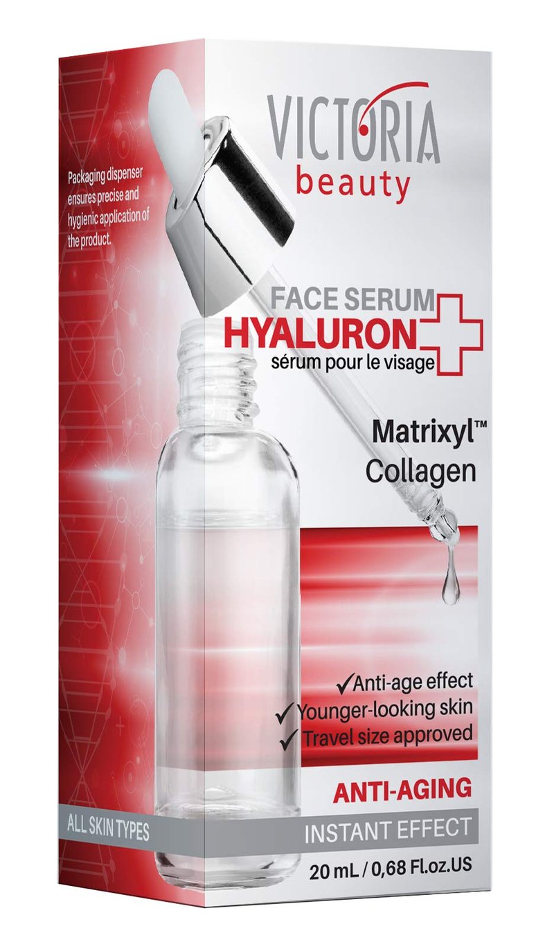 Victoria Beauty Hyaluron+ Day and Night Face Serum with Hyaluronic Acid, Collagen, and Matrixyl™ – The Best Anti-Aging and Anti-Wrinkle Moisturizer, 20 ml