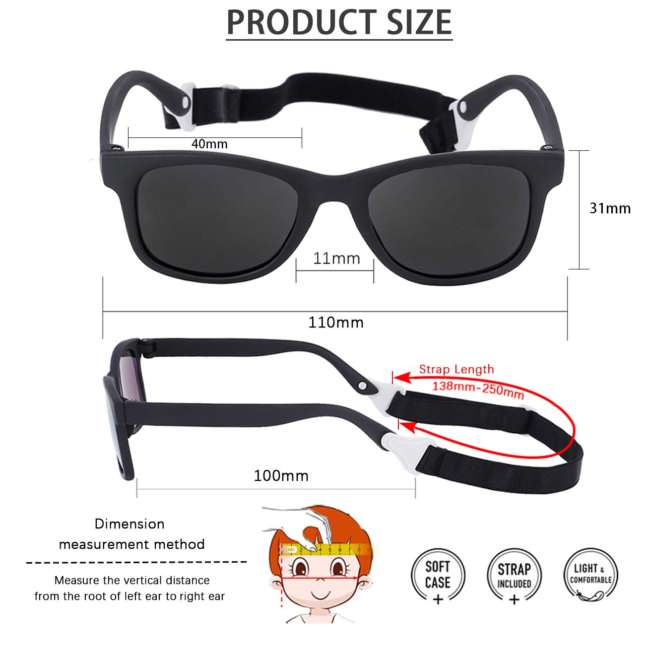 MAXJULI Baby Sunglasses with Adjustable Strap,BPA Free,Infant Newborn Shades 0-24 Months (Rose Stars/Silver)