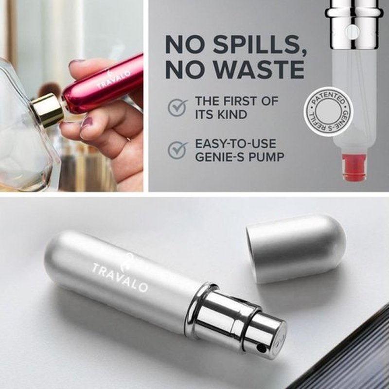 Travalo Classic HD Perfume Atomizer | Genie-S TSA Approved Travel Perfume Bottle Refillable | Reusable Airtight Easy-Fill Mini Pump Sprayer | Lightweight Elegant Design w/Volume Window | White 0.17oz