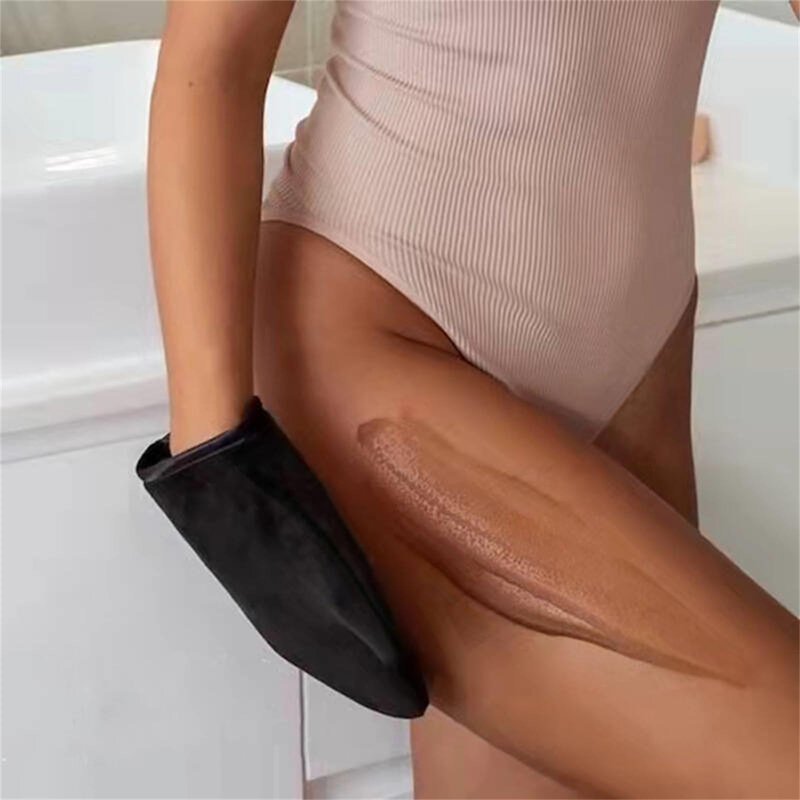 4 Pcs Self Tanner Mitt Applicator Kit - Self Tanning Mitt Glove,Self Tanner Back Applicator,Mini Face Tanner Mitt,Face Tanner Brush Soft Streak-Free Reusable & Washable for Women Girl Men (Black)