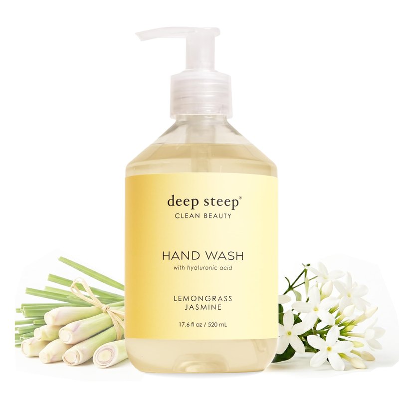 Deep Steep Liquid Hand Wash, Lemongrass Jasmine, 17.6 oz – Moisturizing Cleanser with Olive Oil, Aloe Vera, Glycerin & Hyaluronic Acid – Vegan, Clean Beauty, Soft & Nourished Hands