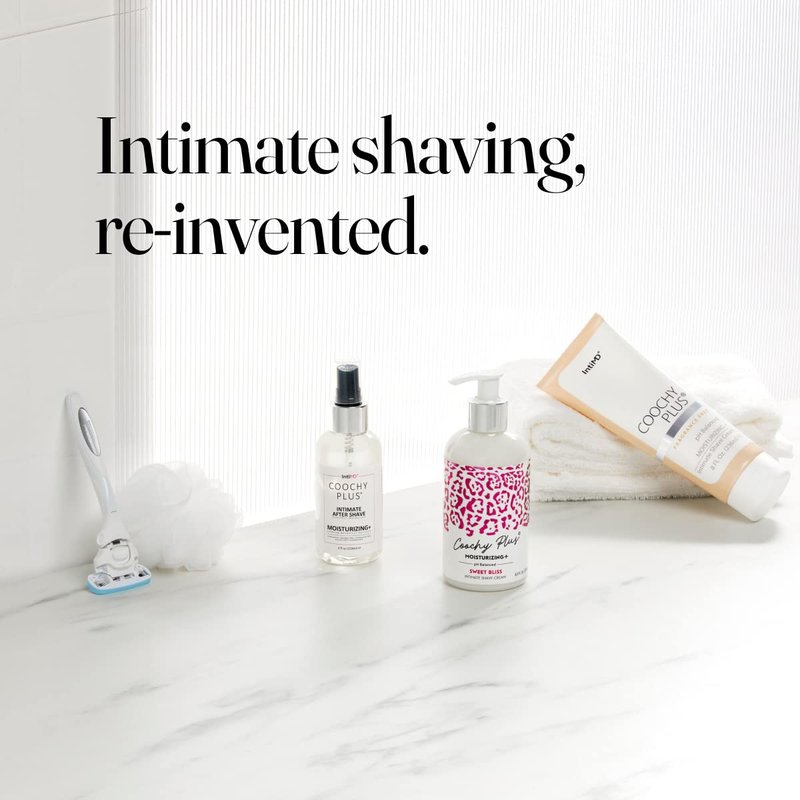 IntiMD Coochy Plus Intimate Shaving Complete Kit - Antioxidant Formula Prevents Razor Burns, Itchiness & Ingrown Hairs - Fragrance Free Shave Cream+After Shave Mist