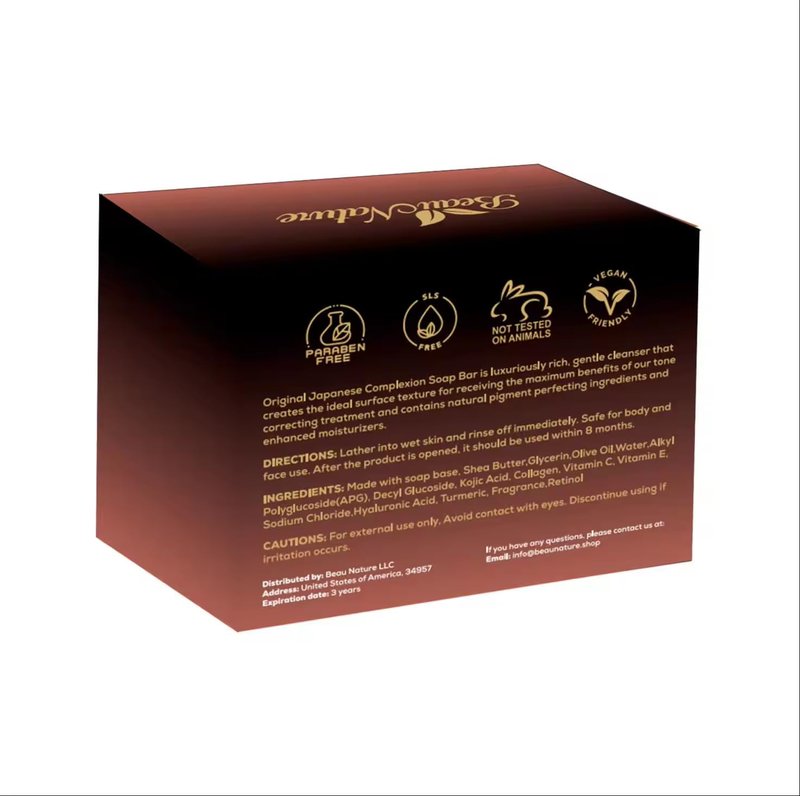 Beau Nature Kojic Acid Turmeric Soap Bar - Dark Spot Remover for Face Even Skin Tone, Moisturizing & Nourishing Natural Ingredients 2 Bars